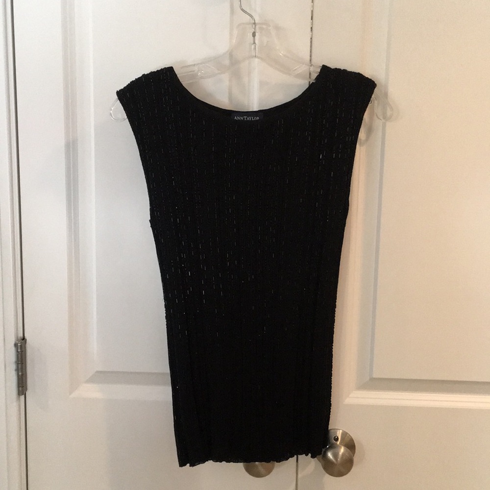 Ann Taylor Black Beaded Top
